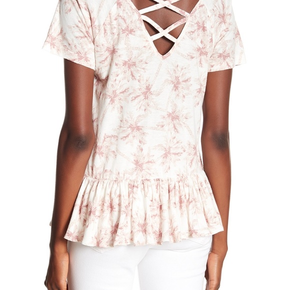 Lucky Brand NWT Criss-Cross Back Peplum Tee, M - Picture 4 of 6